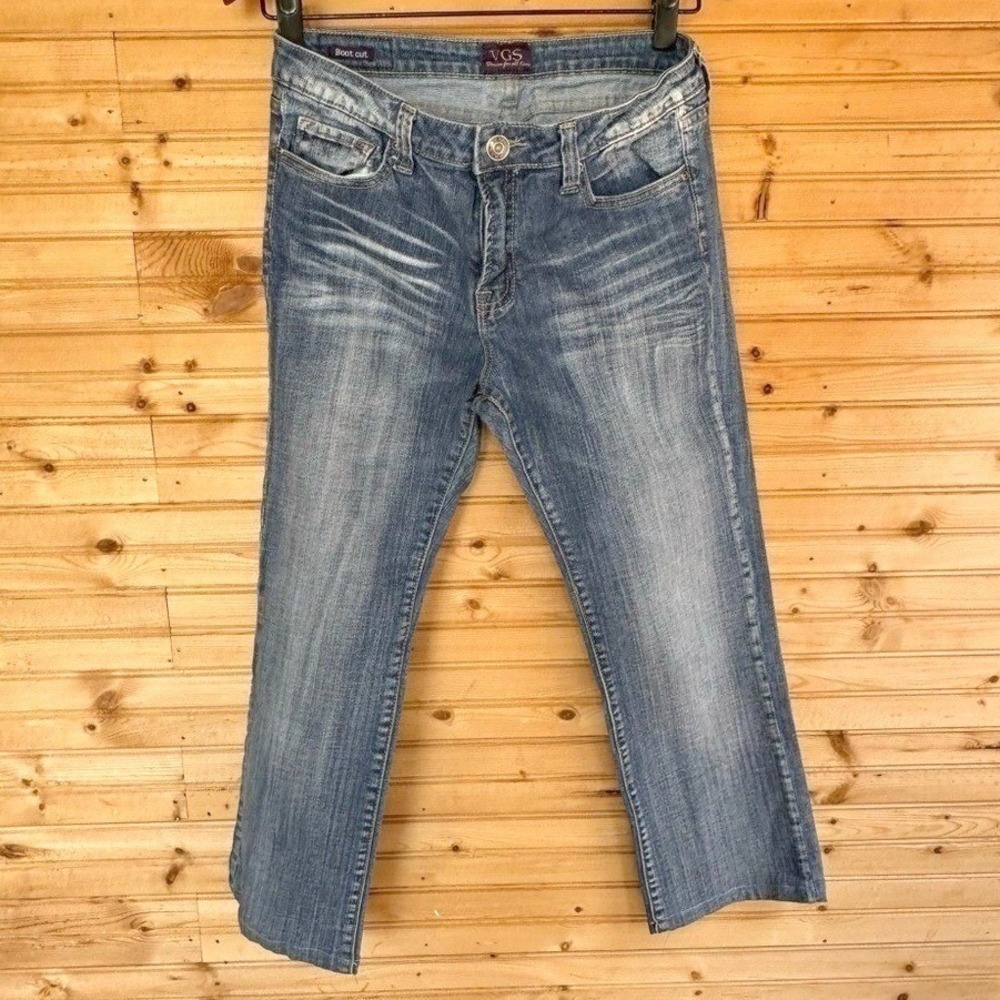 VGS Jeans Boot Cut Low Rise Blue 10 Embroidered Rhinestones Y2K Dolly